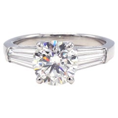 GIA Certified 2.05 Carat H SI2 Round Diamond Platinum Engagement Ring