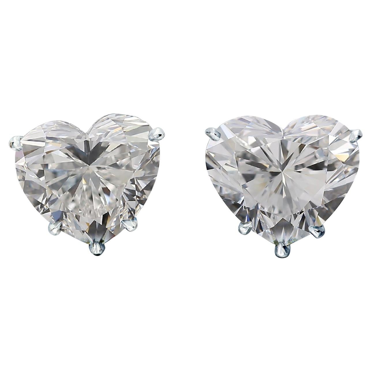 GIA Certified 2.05 Carat Heart Cut Diamond White Gold Studs Earrings