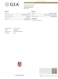 GIA zertifiziert 2,05 Karat natürlichen Padparadscha Pink Sapphire Diamant Ring Fein*