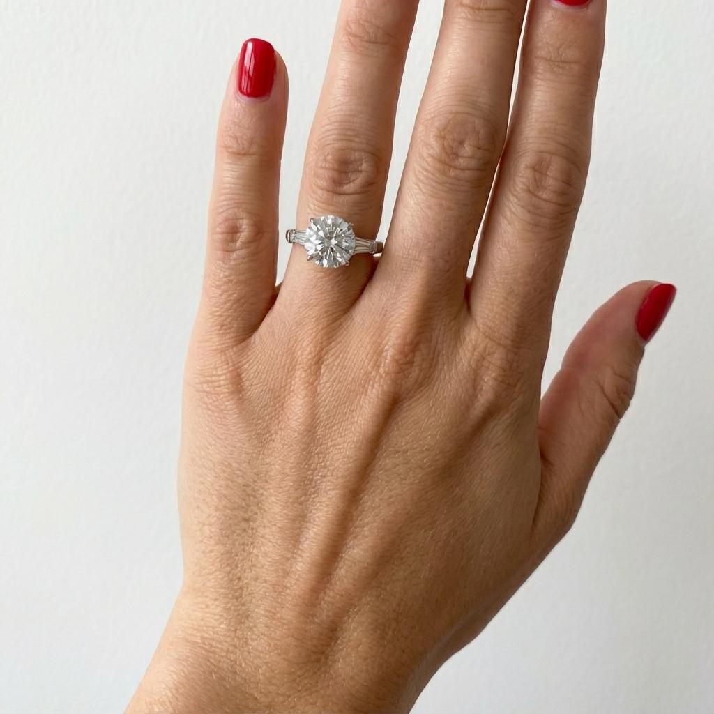 Contemporain Bague en or blanc 18 carats certifiée GIA et ornée d'un diamant rond de 2,05 carats en vente