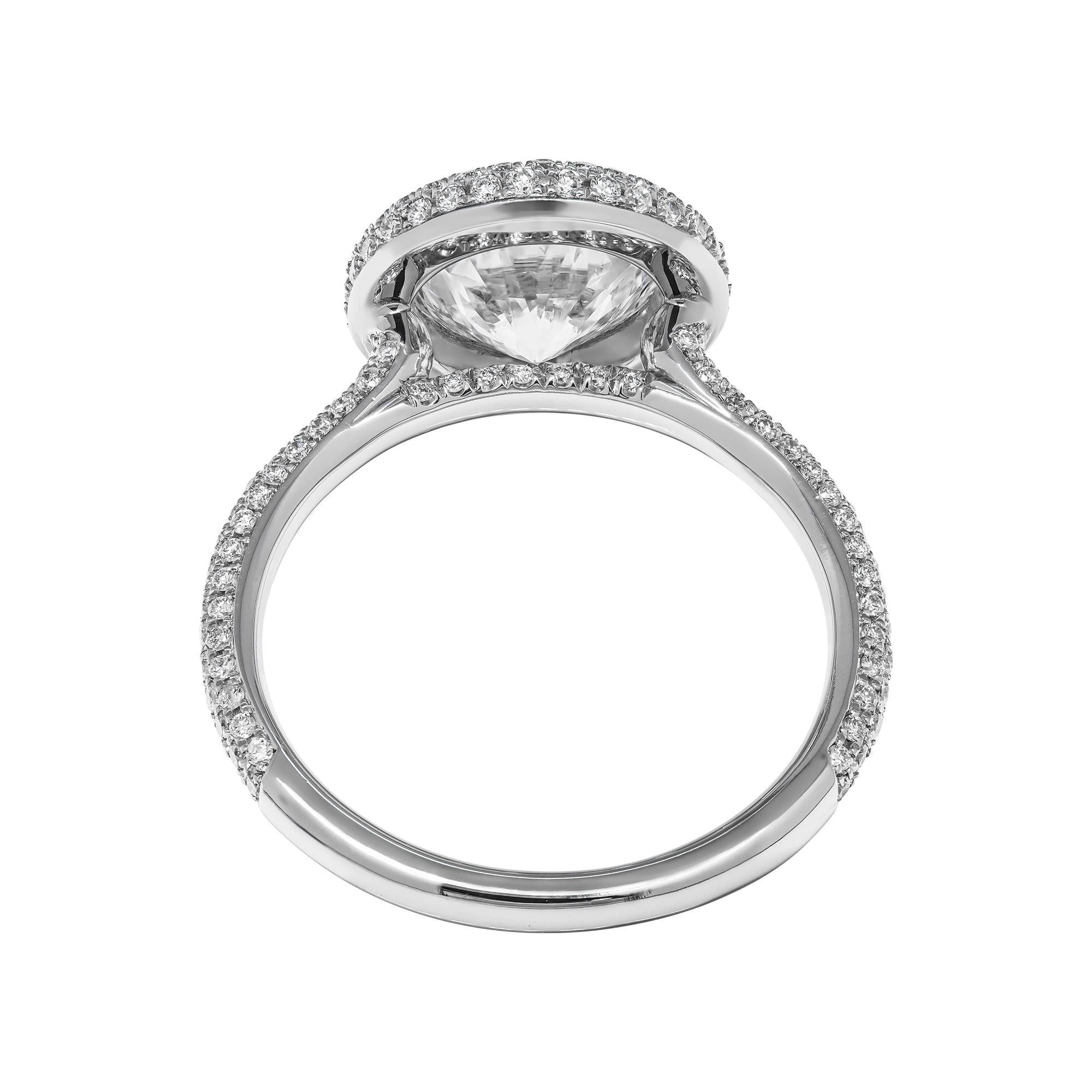 Round Cut GIA Certified 2.05 Carat Round Diamond Engagement Ring