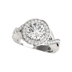 GIA Certified 2.05 Carat Round Halo Infinity Symbol Diamond Ring