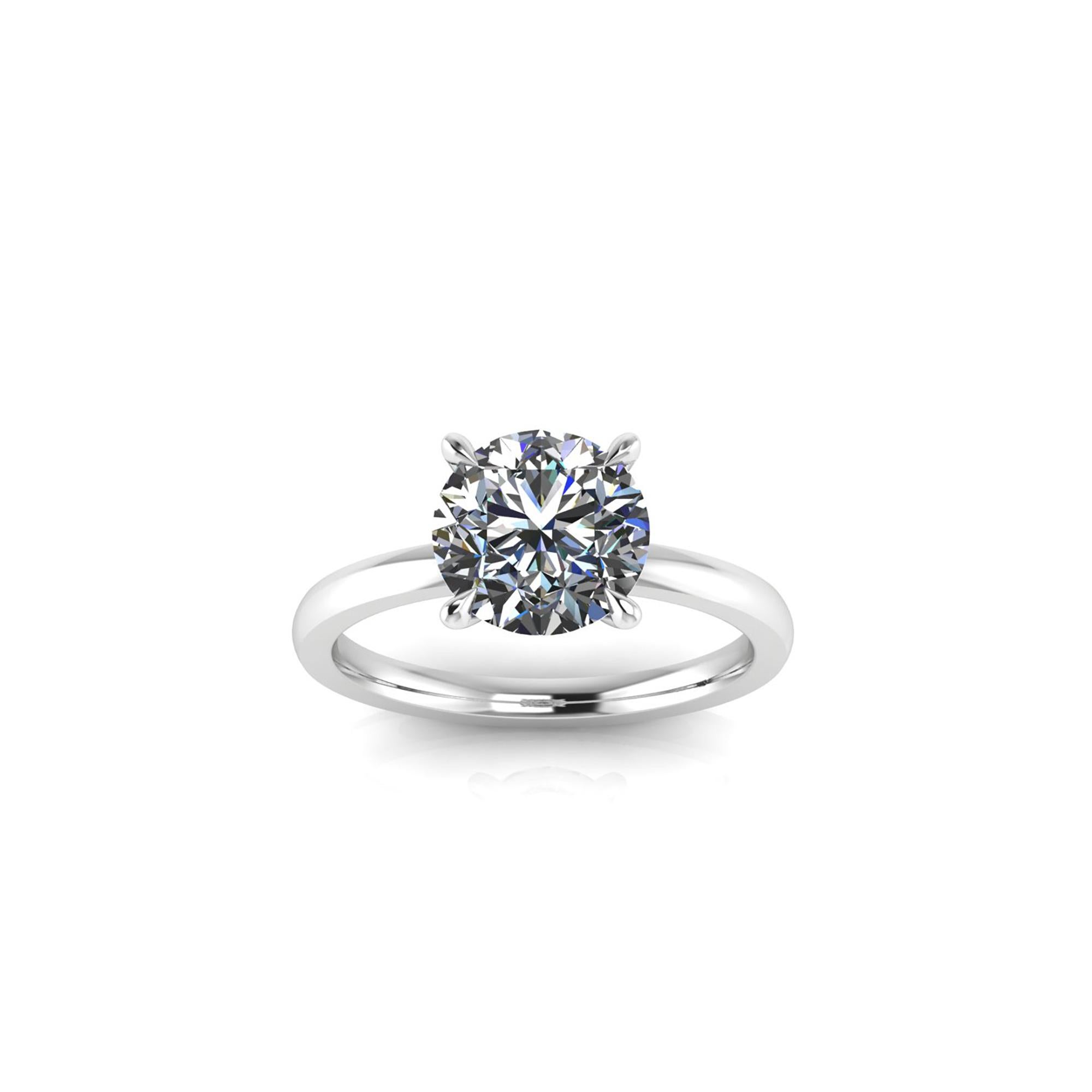 Donna Anello di fidanzamento solitario con diamante bianco certificato GIA da 2,05 carati in platino 950 in vendita
