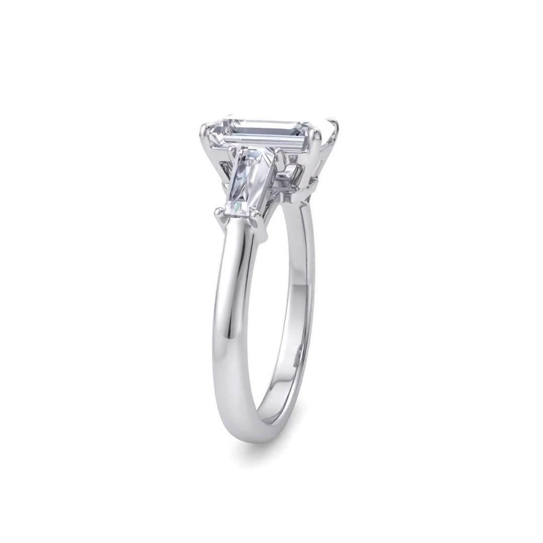 2 carat emerald cut diamond ring with baguettes