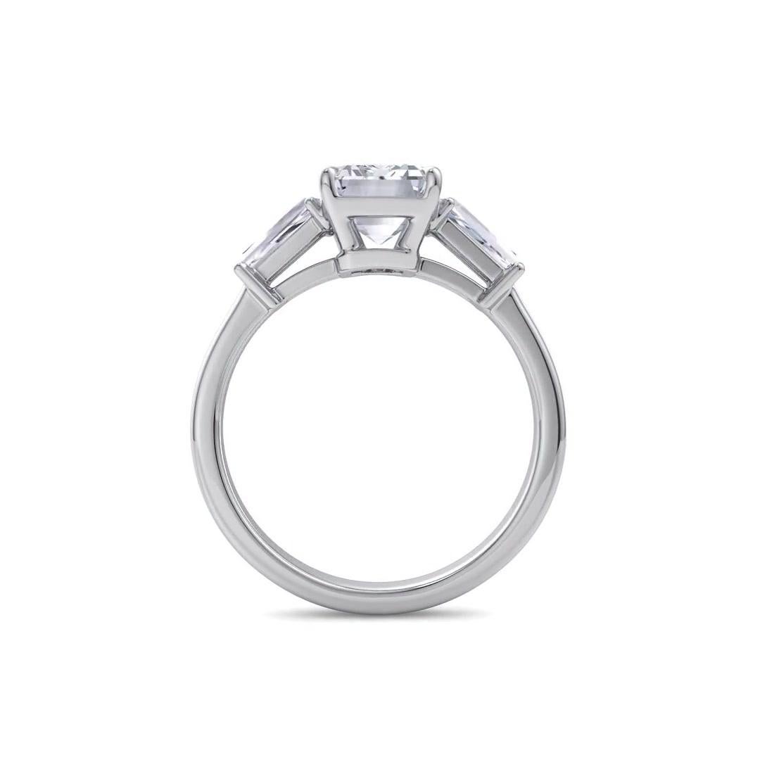 Taille émeraude Bague de fiançailles avec diamant taille émeraude de 2,05 carats certifié GIA en vente