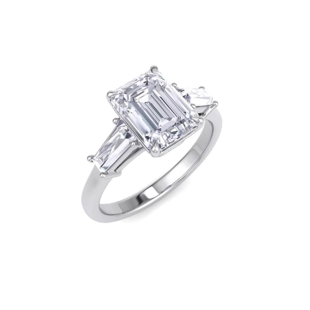 1 carat emerald cut diamond ring with baguettes