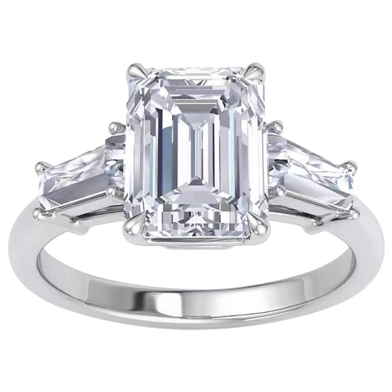 Bague de fiançailles avec diamant taille émeraude de 2,05 carats certifié GIA