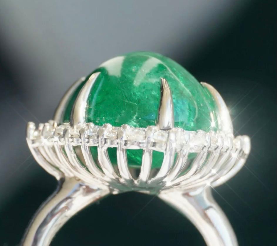 GIA Certified Massive 20 Carat Natural Emerald and Diamond Cocktail Ring 1
