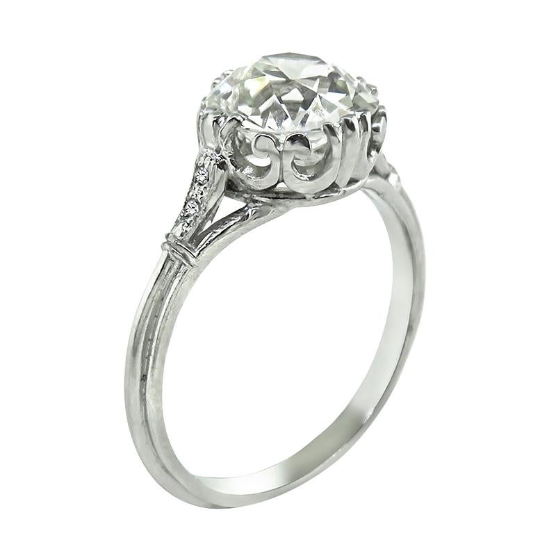 Edwardian GIA Certified 2.05ct Diamond Engagement Ring For Sale