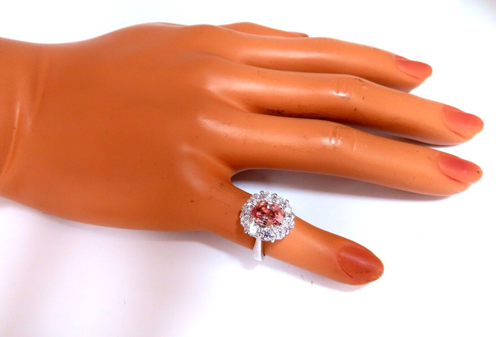 GIA Certified 2.05 Carat Natural Padparadscha Pink Sapphire Diamond Ring Fine In New Condition For Sale In New York, NY