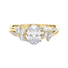 Bague en diamant certifié GIA 2.05ct ovale entrelacé Garden Flower Vine