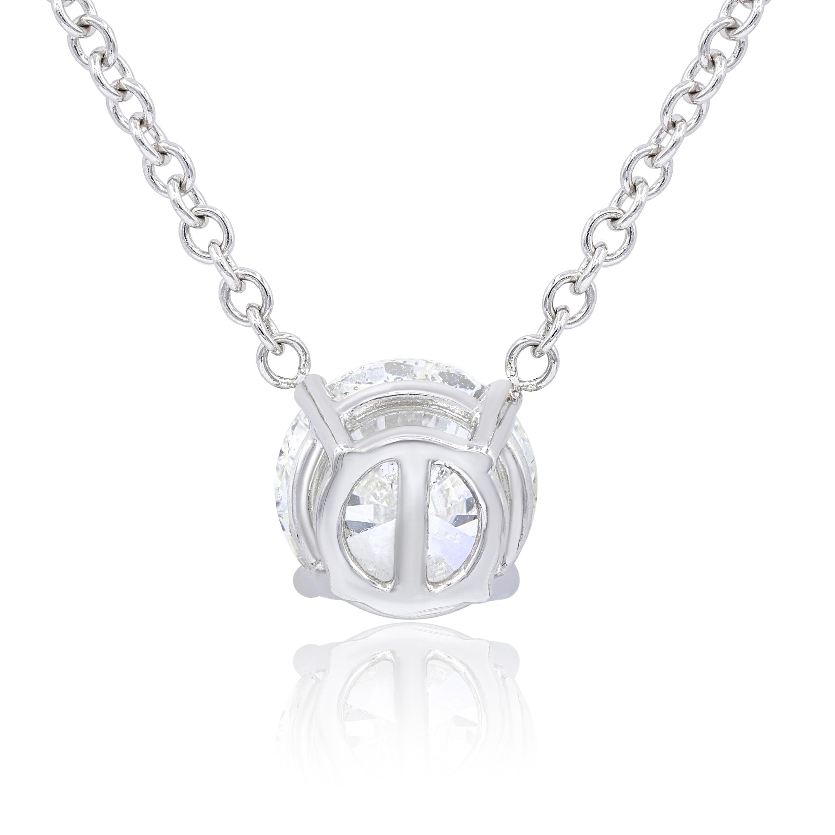 18KT White Gold Diamond Pendant, Feature 2.06ct GIA Certified Round Diamond Set in 4 Prong Setting On White Gold Chain

This product comes with a GIA certificate
This product will be packaged in a custom box

Composition:
18K white gold
2.06 ct