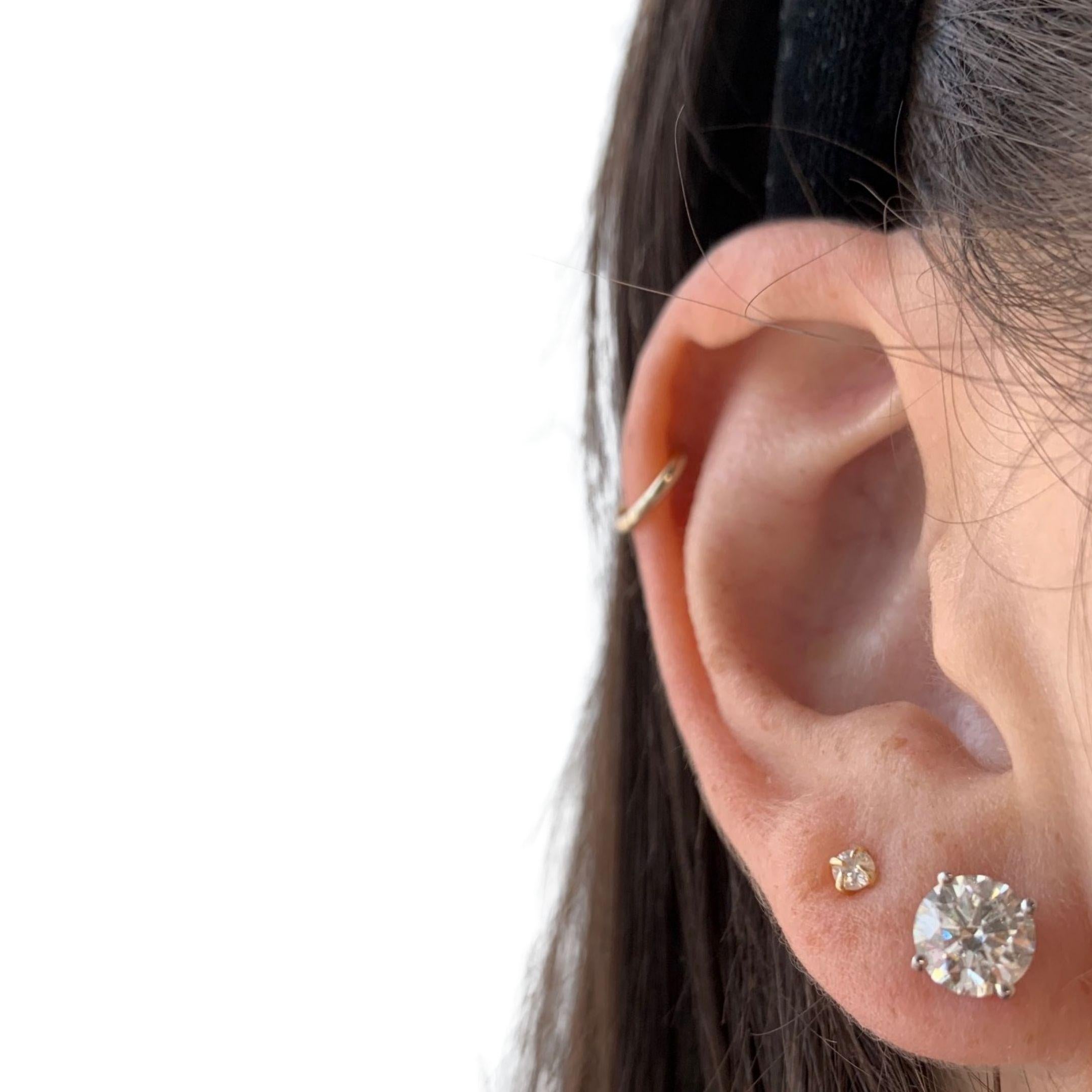 Women's or Men's GIA Certified 2.06 Carat Diamond Stud Earrings