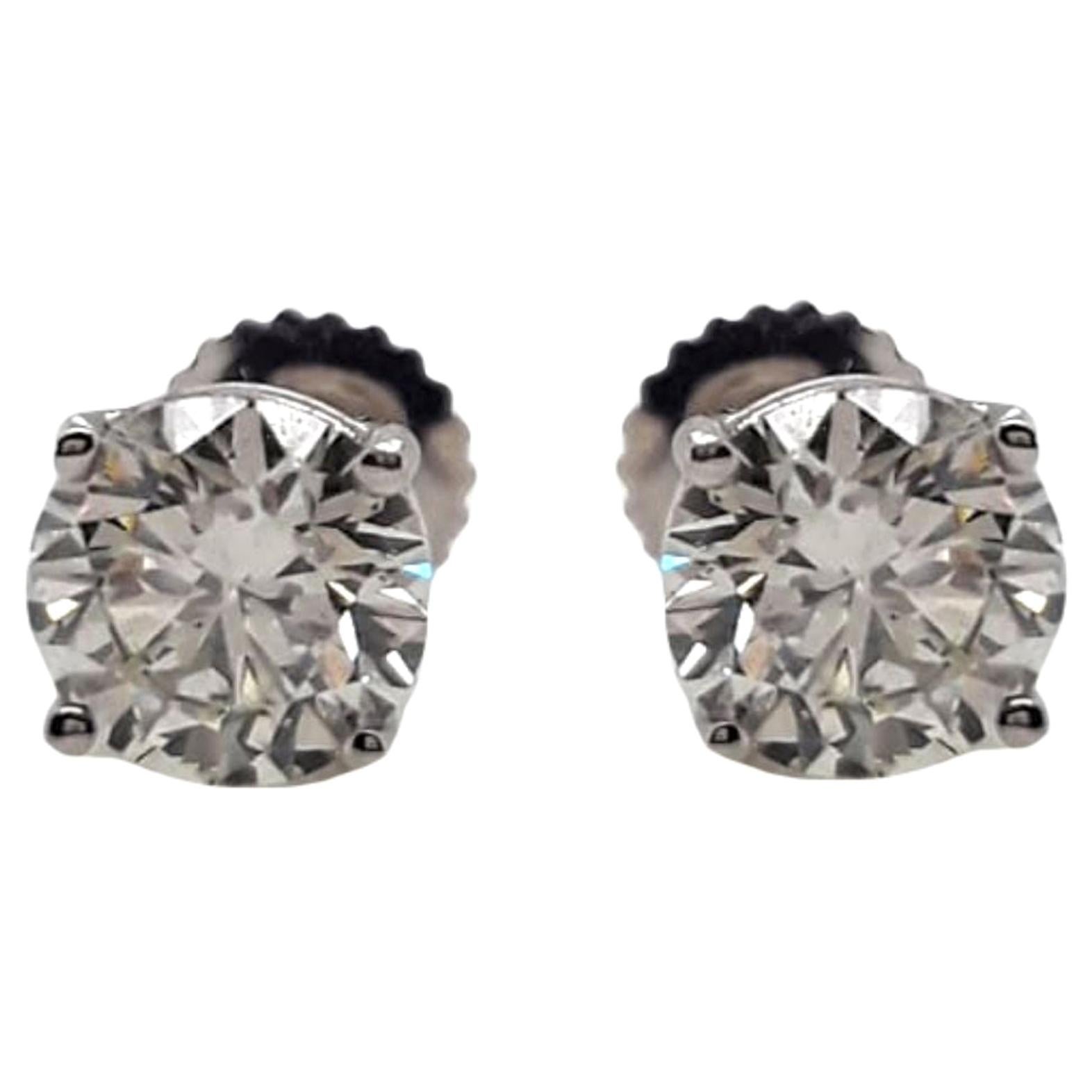 GIA Certified 2.06 Carat Diamond Stud Earrings