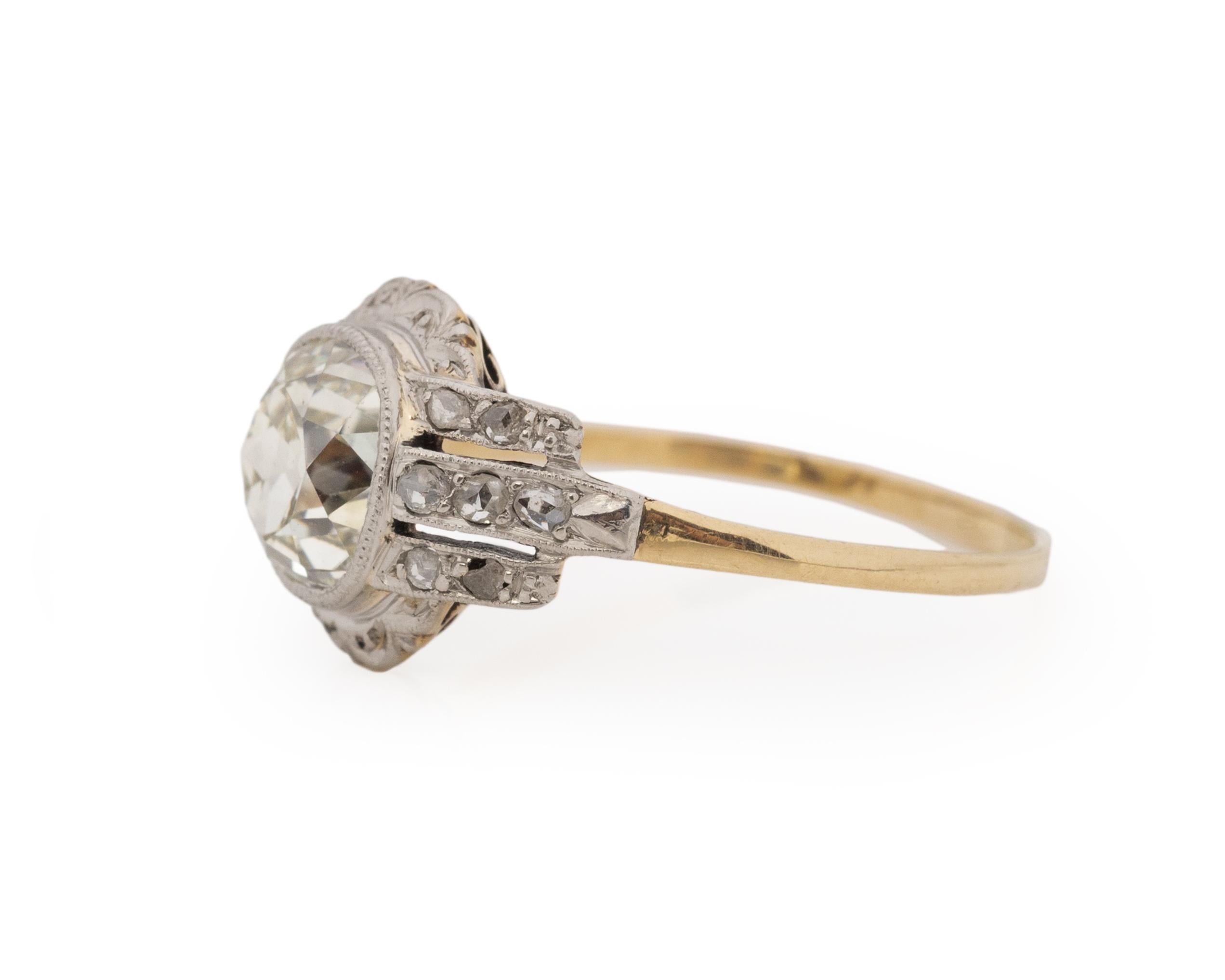 Old Mine Cut GIA Certified 2.06 Carat Edwardian Diamond Platinum /14 Karat Engagement Ring For Sale