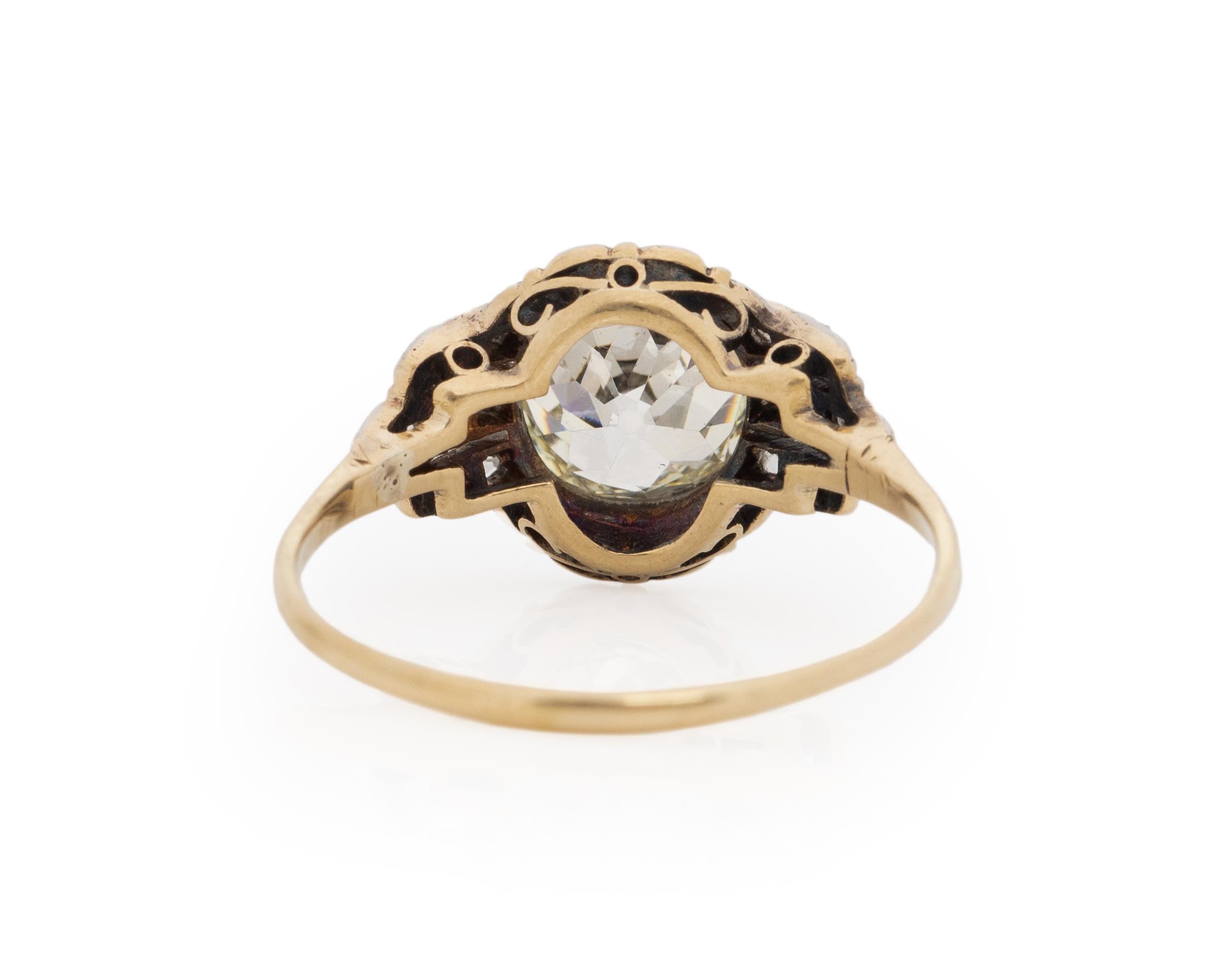 GIA Certified 2.06 Carat Edwardian Diamond Platinum /14 Karat Engagement Ring In Good Condition For Sale In Atlanta, GA