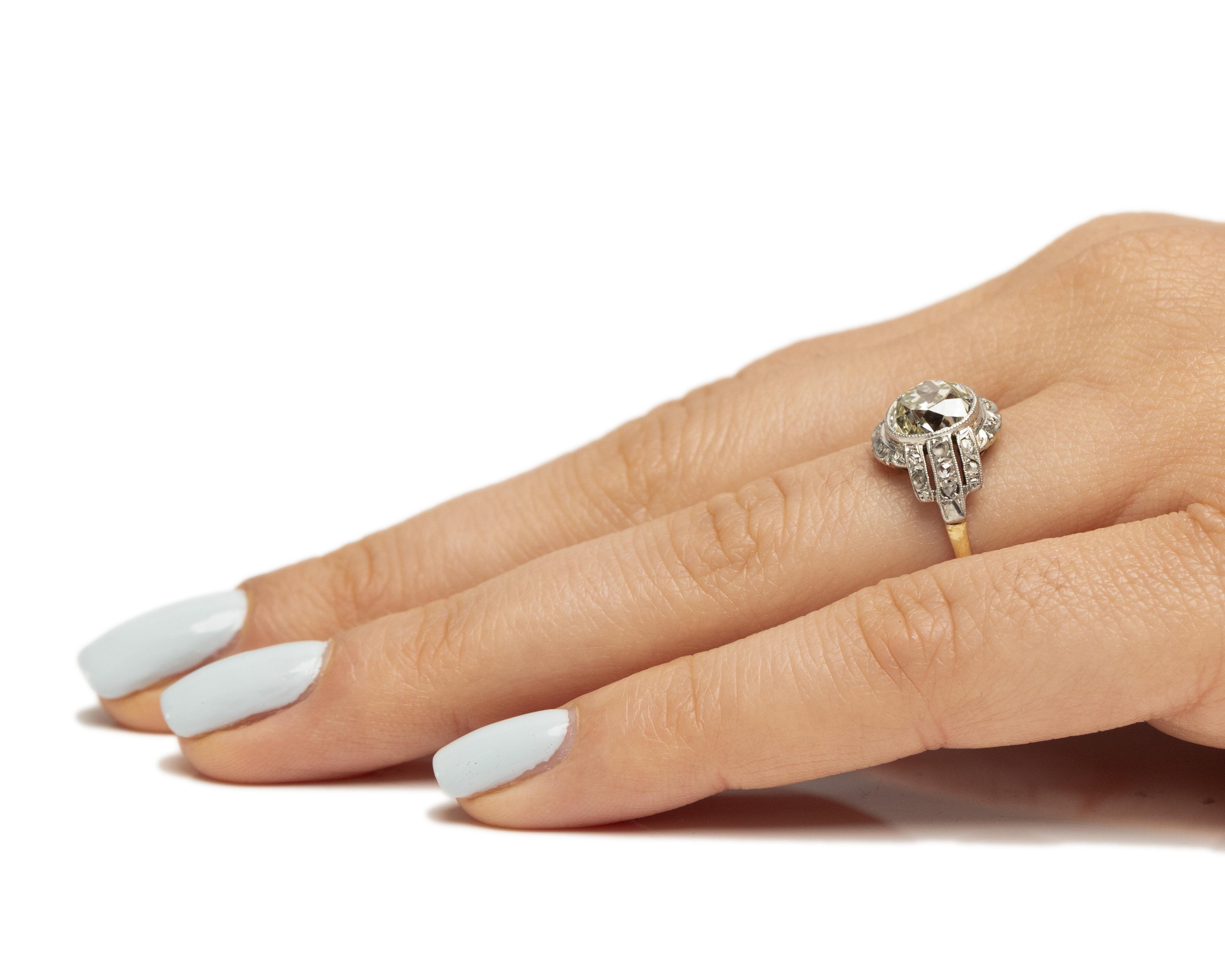GIA Certified 2.06 Carat Edwardian Diamond Platinum /14 Karat Engagement Ring For Sale 2