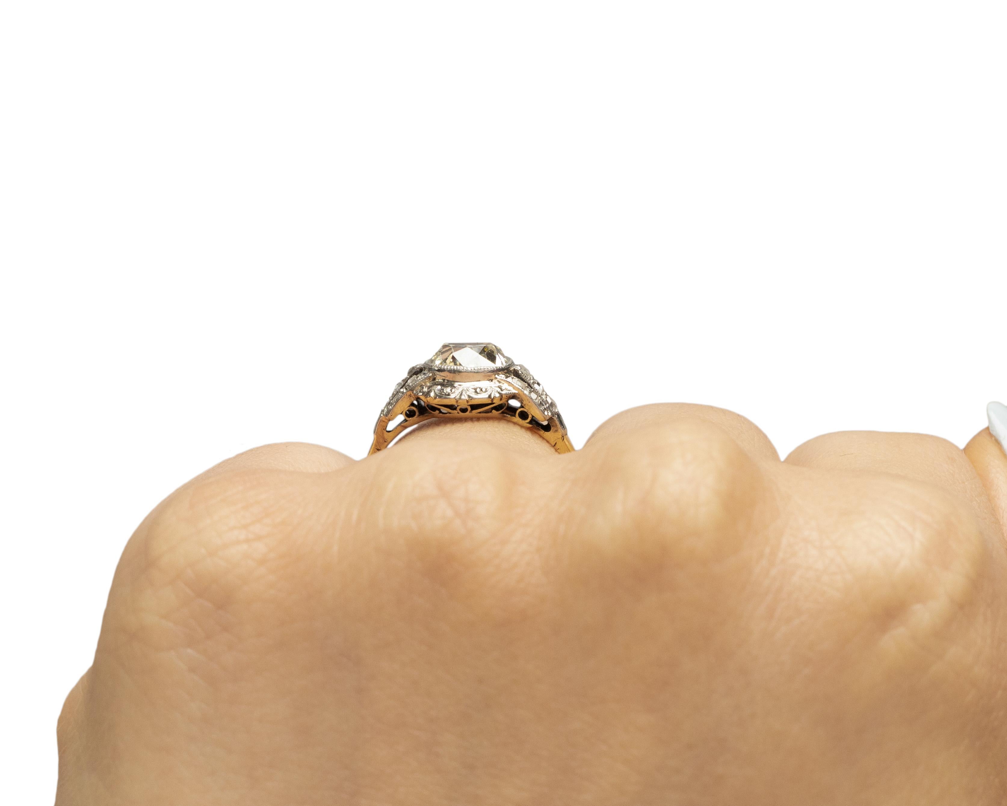 GIA Certified 2.06 Carat Edwardian Diamond Platinum /14 Karat Engagement Ring For Sale 3