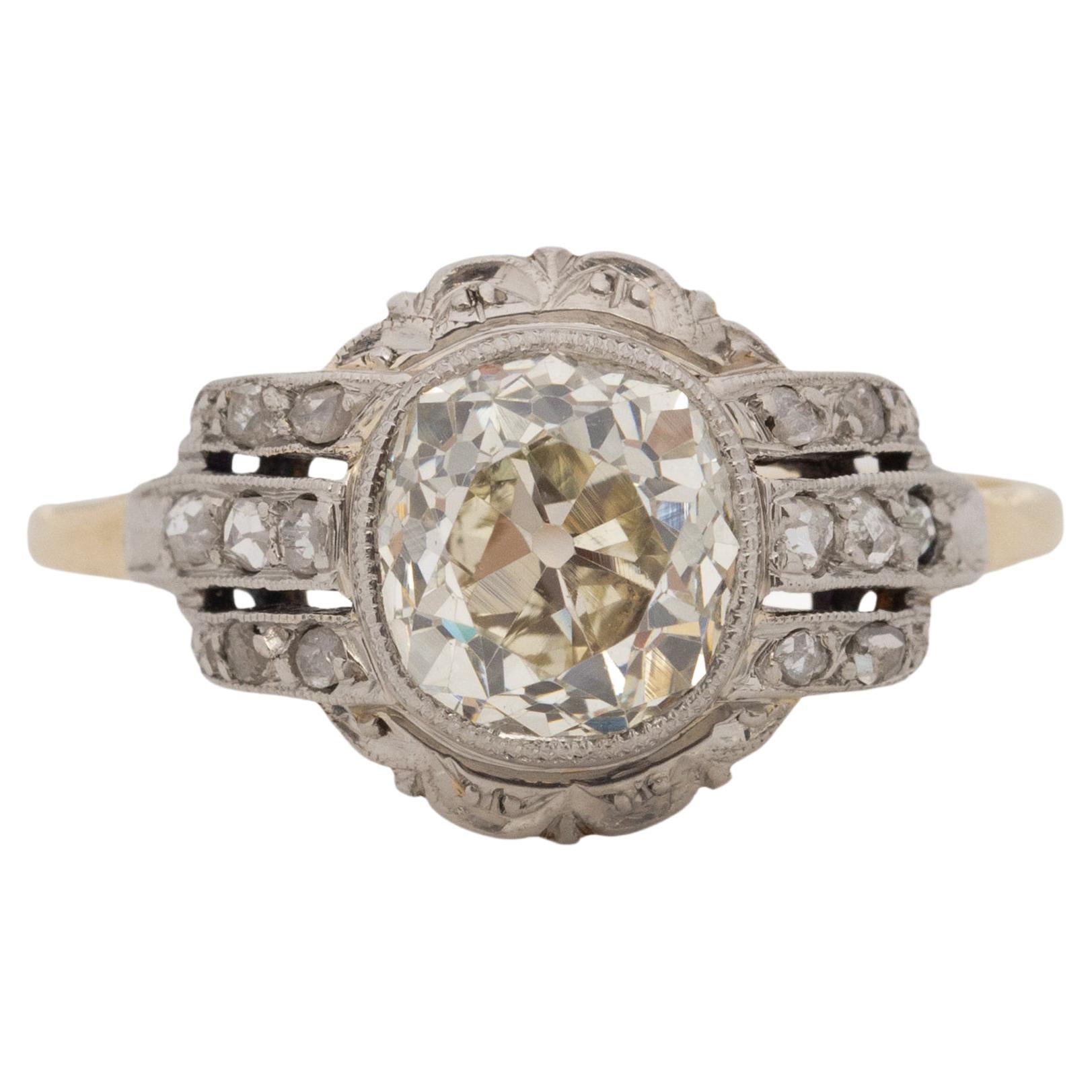 GIA Certified 2.06 Carat Edwardian Diamond Platinum /14 Karat Engagement Ring For Sale