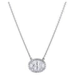 Collier pendentif pavé de diamants ovales de 2,06 carats certifiés GIA