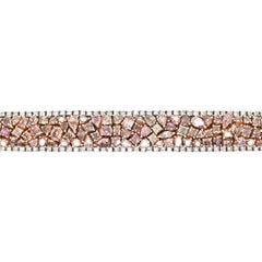 GIA Certified 20.68 Carats Fancy Diamond White and Yellow Gold Bracelet