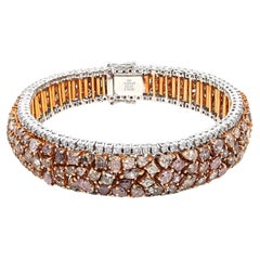 GIA Certified 20.68 Carats Fancy Diamond White and Yellow Gold Bracelet