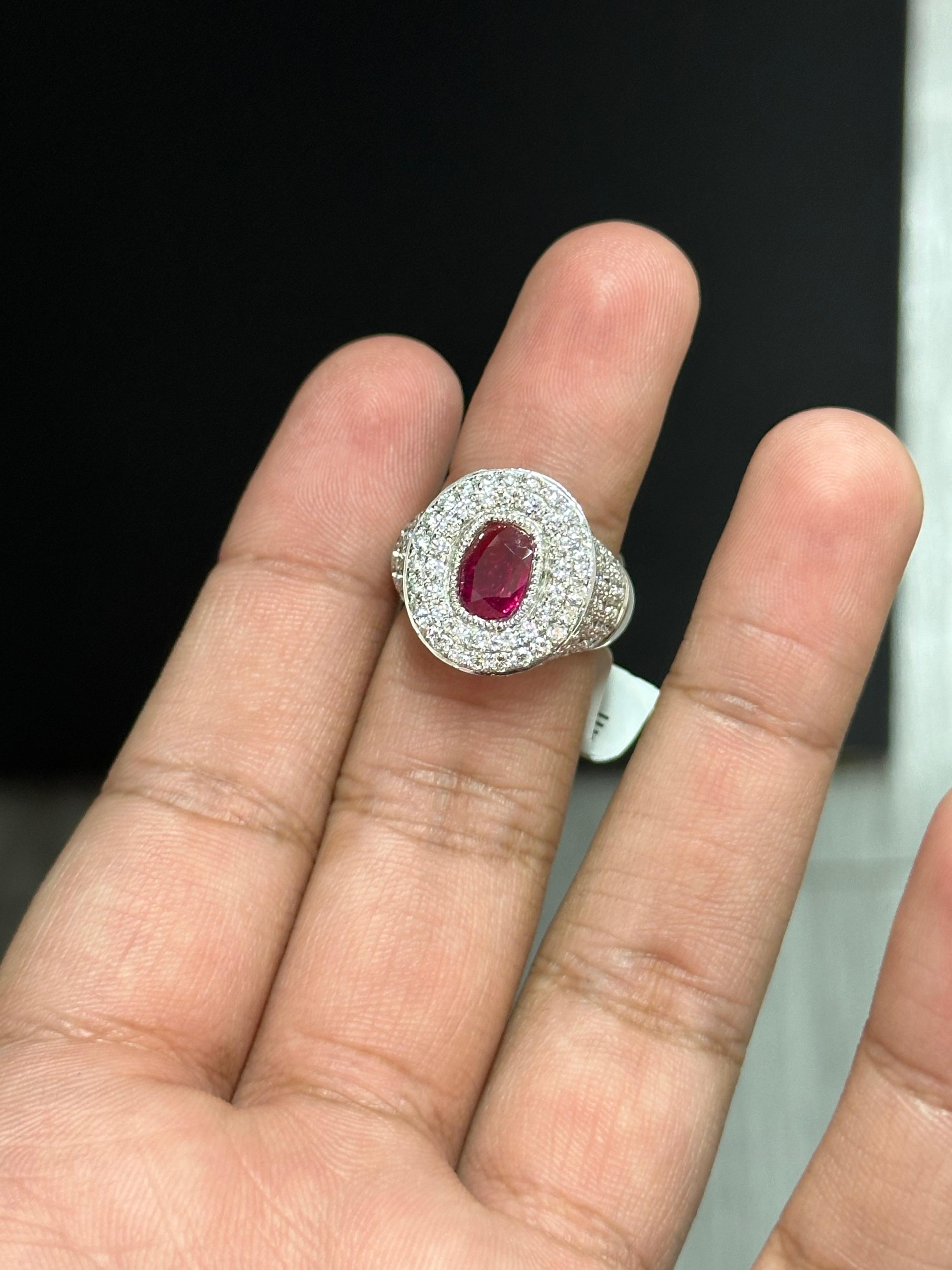 Verlobungsring, 2,07 Karat GIA Burma Rubin Diamant (Art déco)