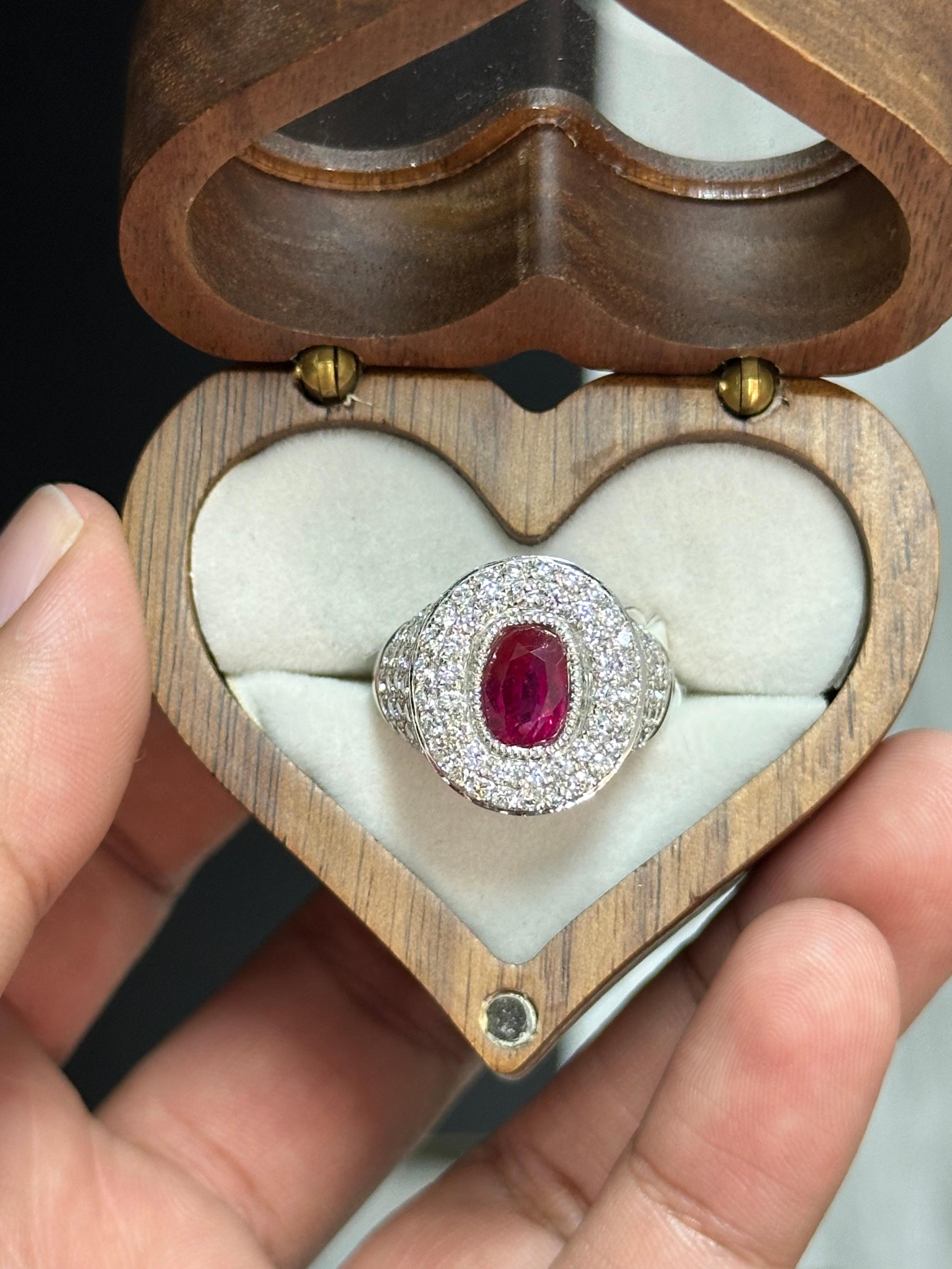 Verlobungsring, 2,07 Karat GIA Burma Rubin Diamant 1