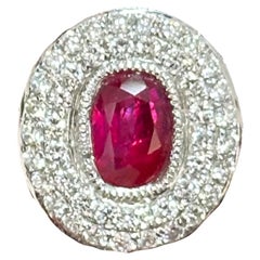 2.07 Carat GIA Burma Ruby Diamond Engagement Ring