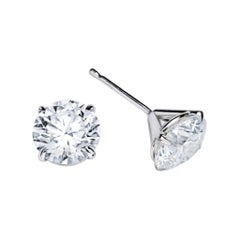 Vintage GIA Certified 2.07 Carat Diamonds Round 18k Gold Martini Stud Earrings