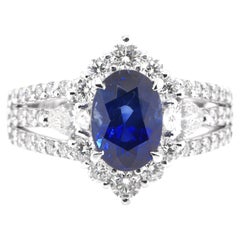 GIA Certified 2.07 Carat Natural Sri Lanka/Ceylon Sapphire Ring Set in Platinum