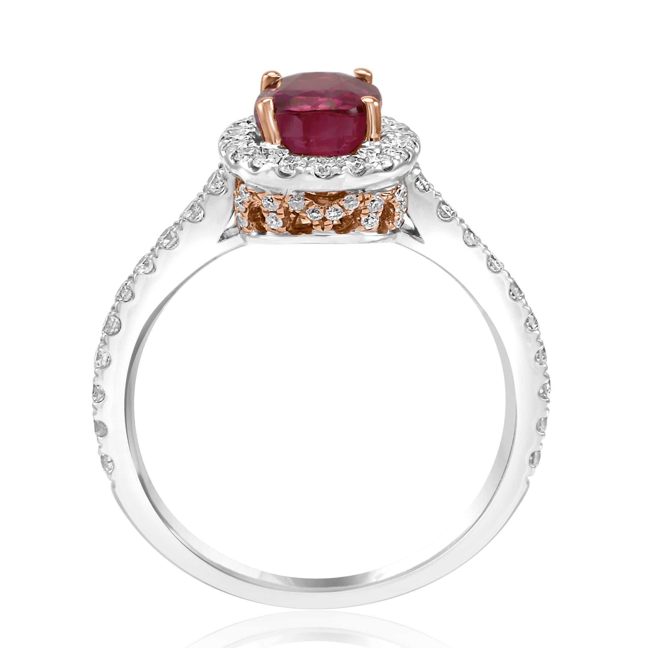 GIA Certified 2.07 Carat No Heat Burma Purple Sapphire Two Color Gold Halo Ring 1