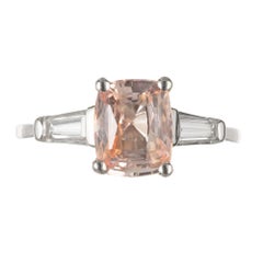 GIA Certified 2.07 Carat Sapphire Diamond Platinum Three-Stone Engagement Ring