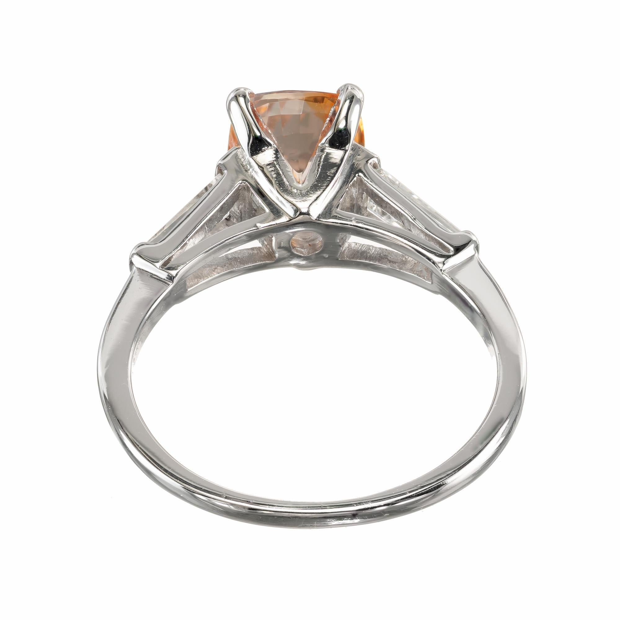 Women's GIA Certified 2.07 Carat Sapphire Diamond Platinum Three-Stone Engagement Ring For Sale