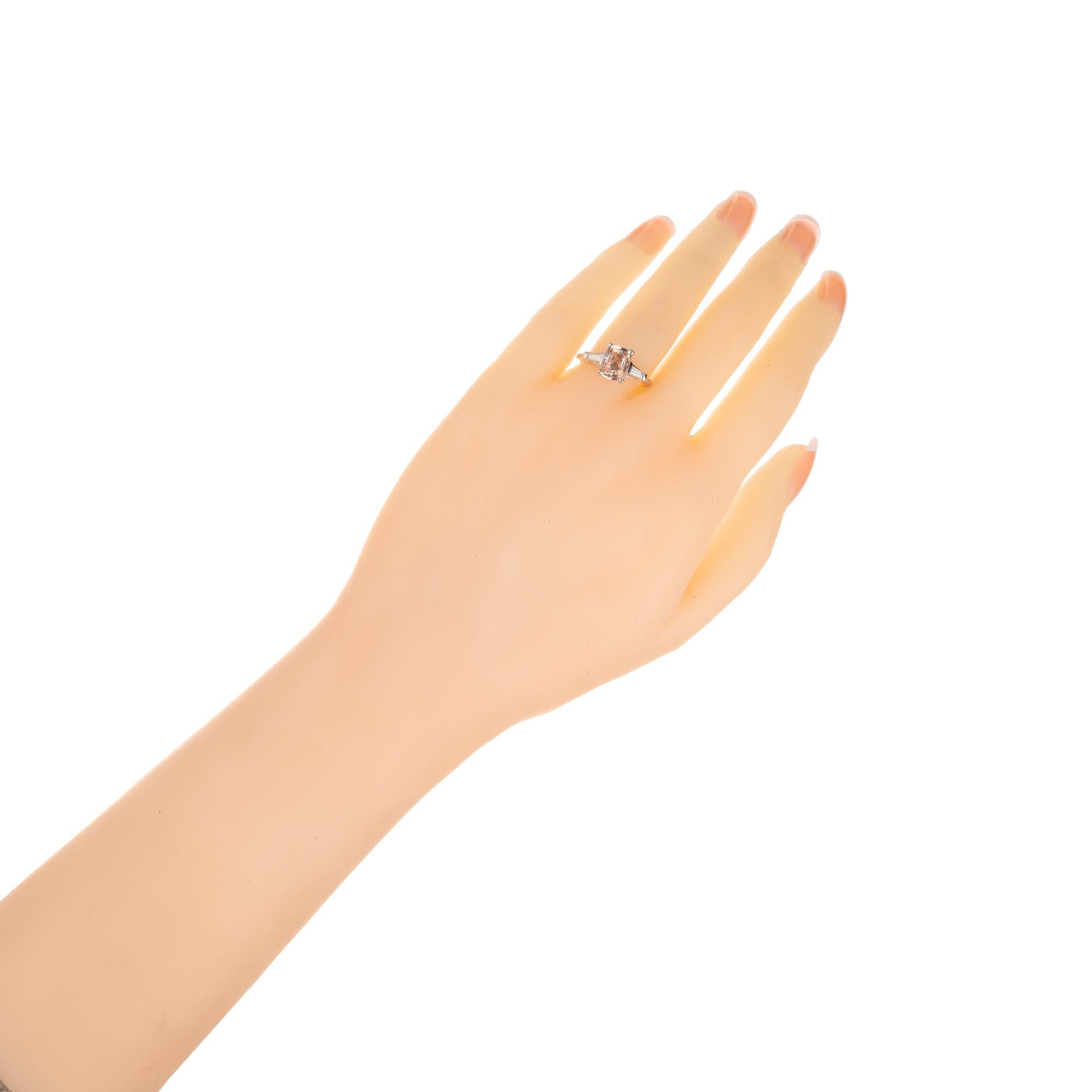 GIA Certified 2.07 Carat Sapphire Diamond Platinum Three-Stone Engagement Ring For Sale 1