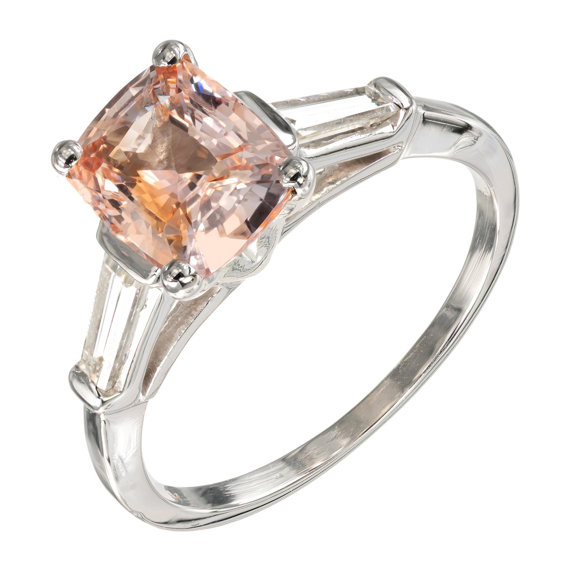 GIA Certified 2.07 Carat Sapphire Diamond Platinum Three-Stone Engagement Ring