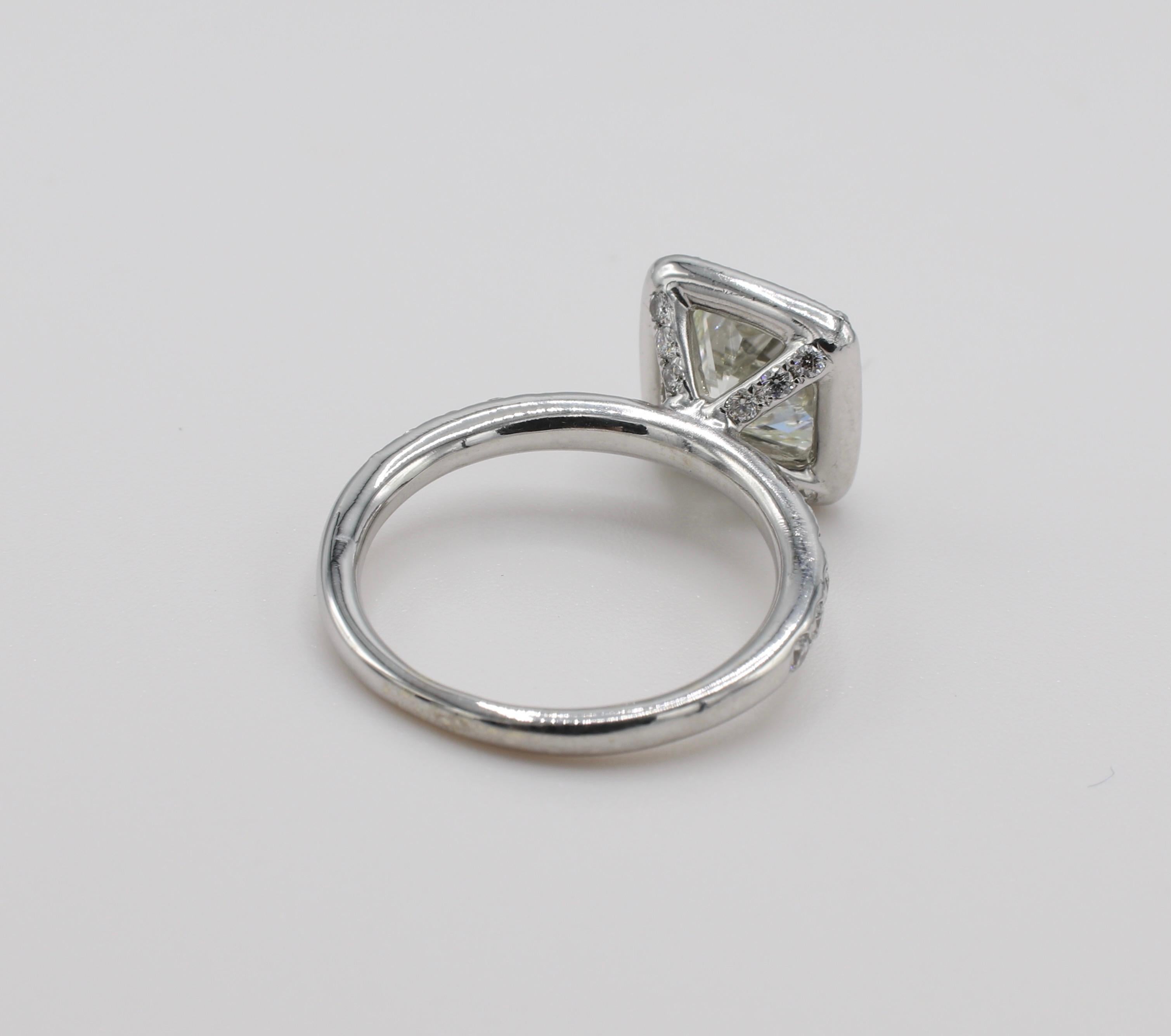 Cushion Cut GIA Certified 2.08 Carat Cushion Diamond Halo Platinum Engagement Ring