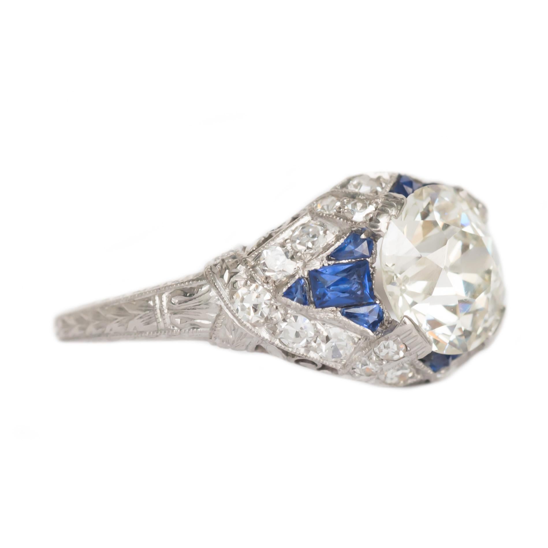 Art Deco GIA Certified 2.08 Carat Diamond Platinum Engagement Ring