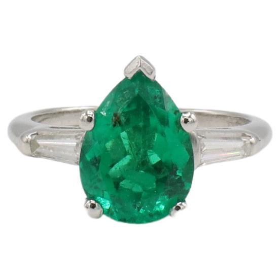 GIA zertifiziert 2,08 Karat natürlichen kolumbianischen Smaragd & Diamant-Platin-Ring im Angebot