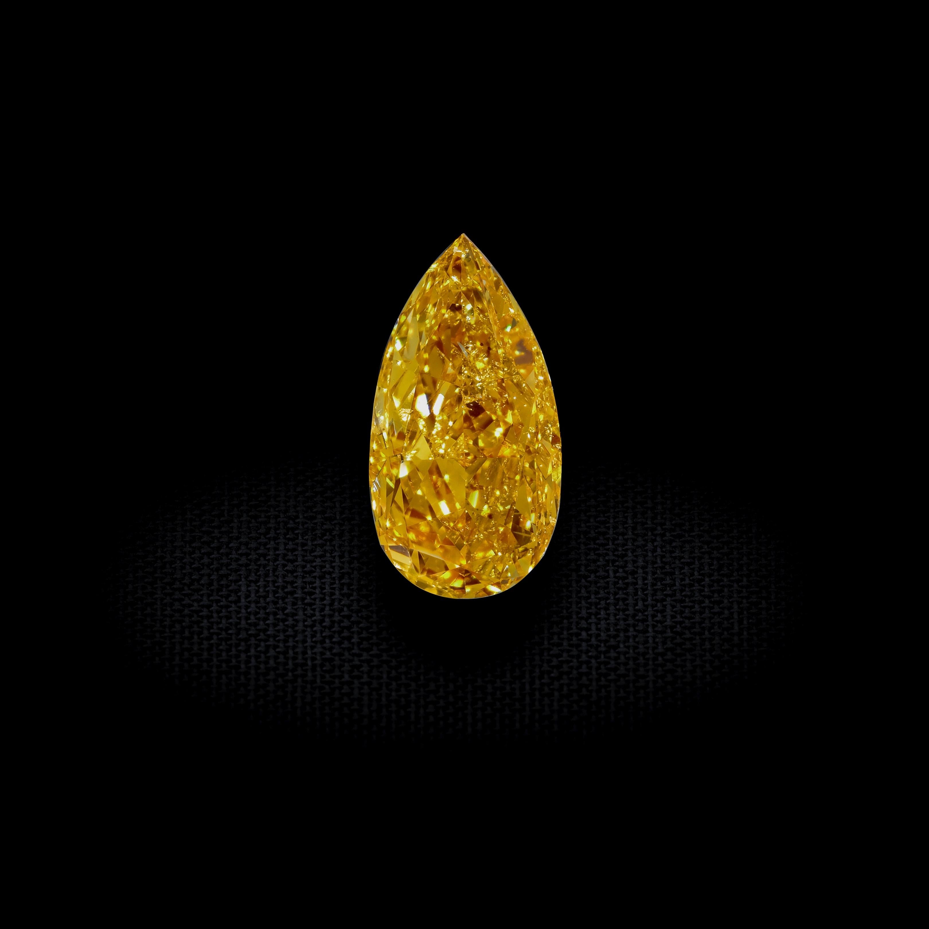 Pear Cut GIA Certified 2.08 Carat Pear Shape Orange Diamond Ring For Sale