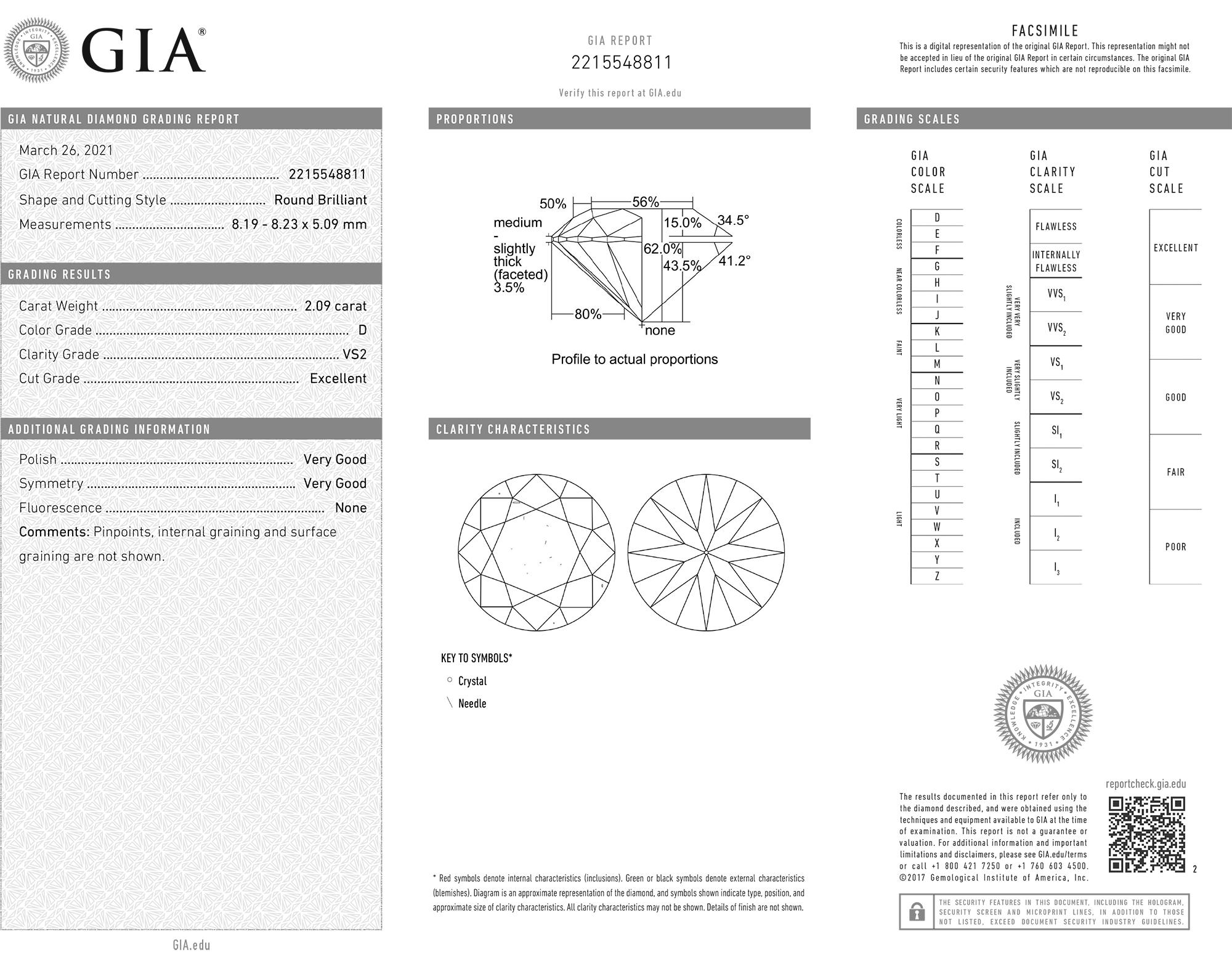 Round Cut Spectra Fine Jewelry, GIA Certified 2.09 & 2.16 Carat Round Diamond Earrings For Sale