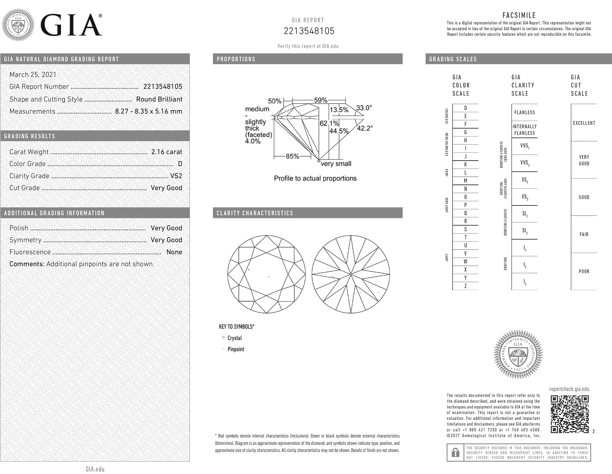 Spectra Fine Jewelry, GIA Certified 2.09 & 2.16 Carat Round Diamond Earrings In New Condition For Sale In New York, NY