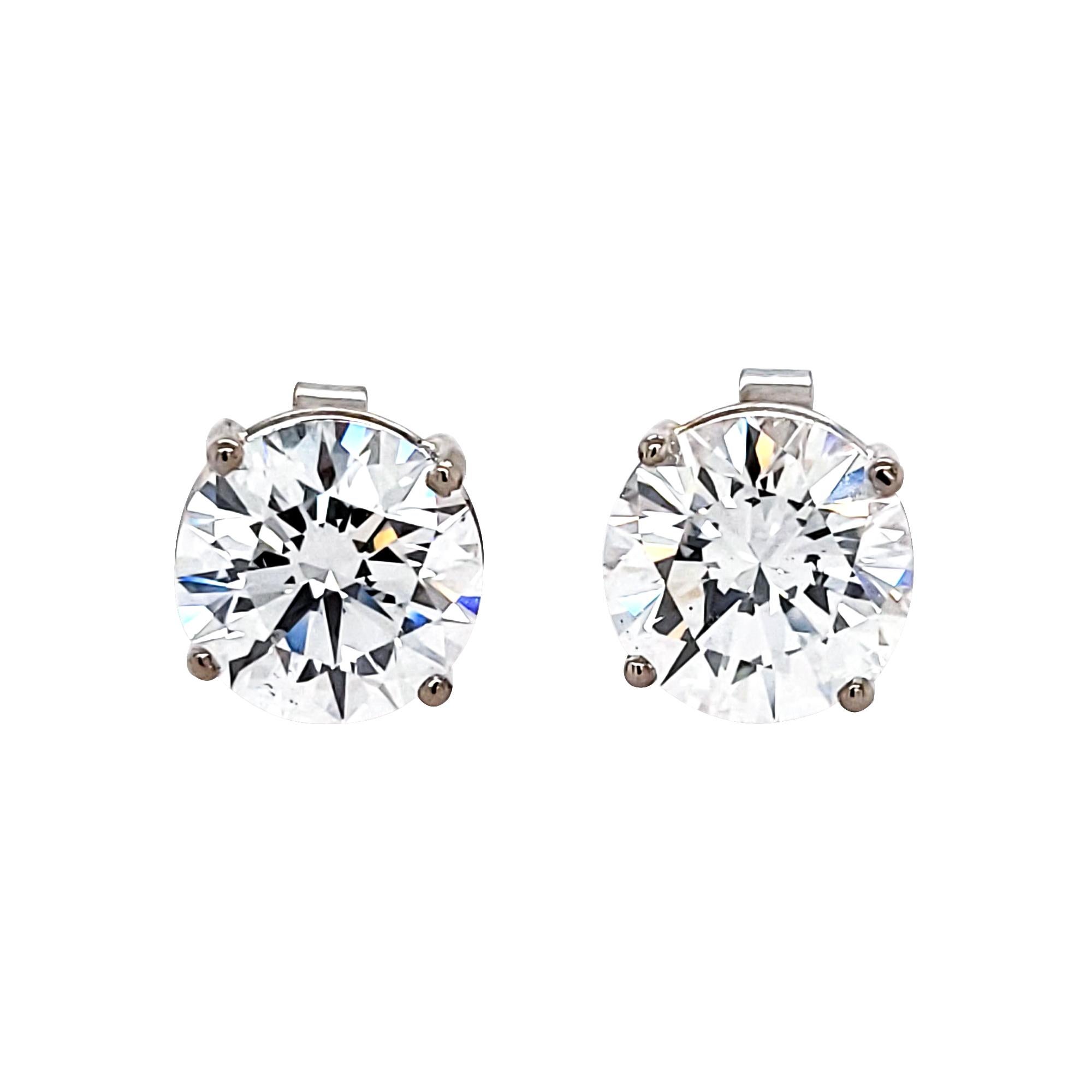 Spectra Fine Jewelry, GIA Certified 2.09 & 2.16 Carat Round Diamond Earrings