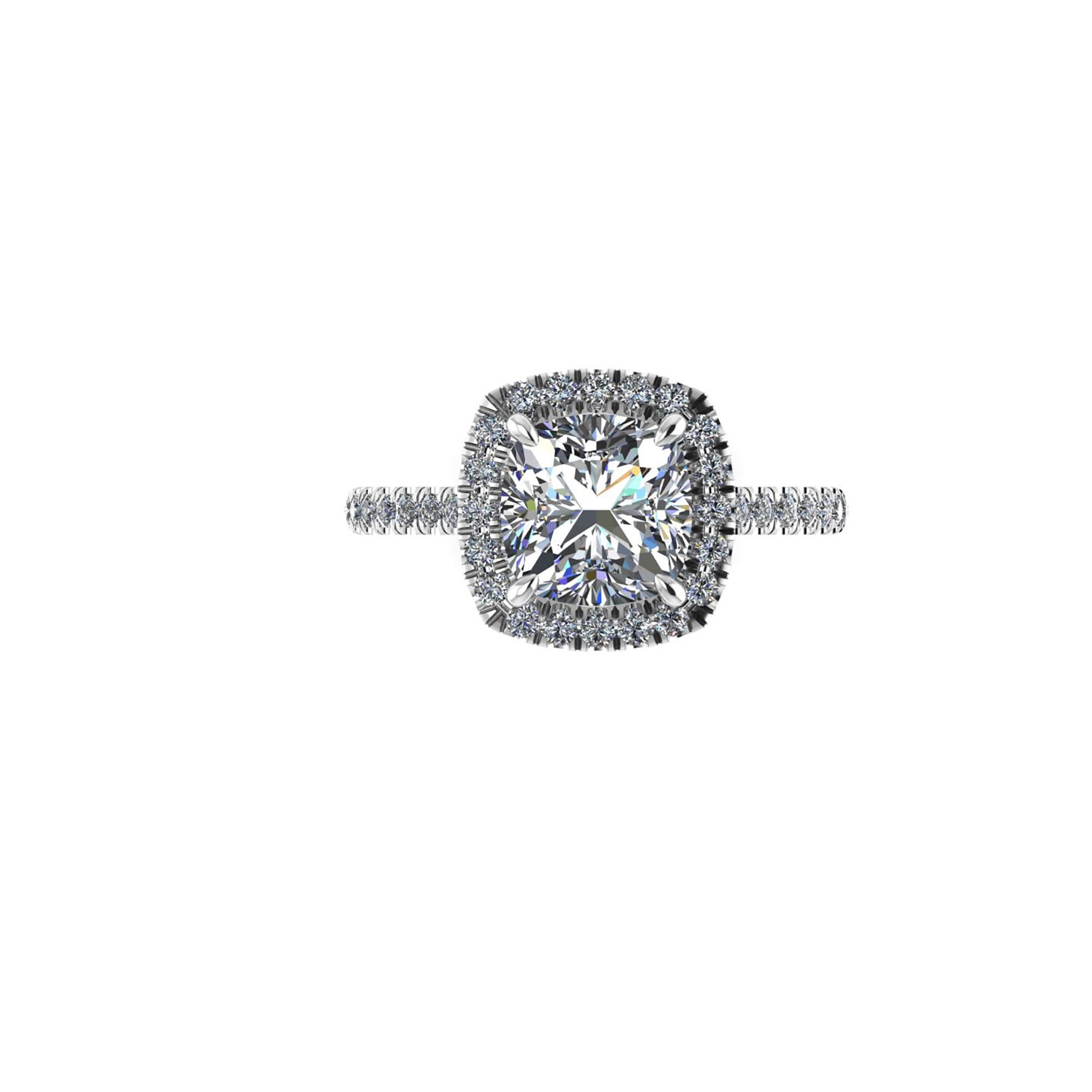 Taille coussin GIA Certified 2.09 Carat Cushion Cut Diamond I Color Pave Engagement Ring en vente