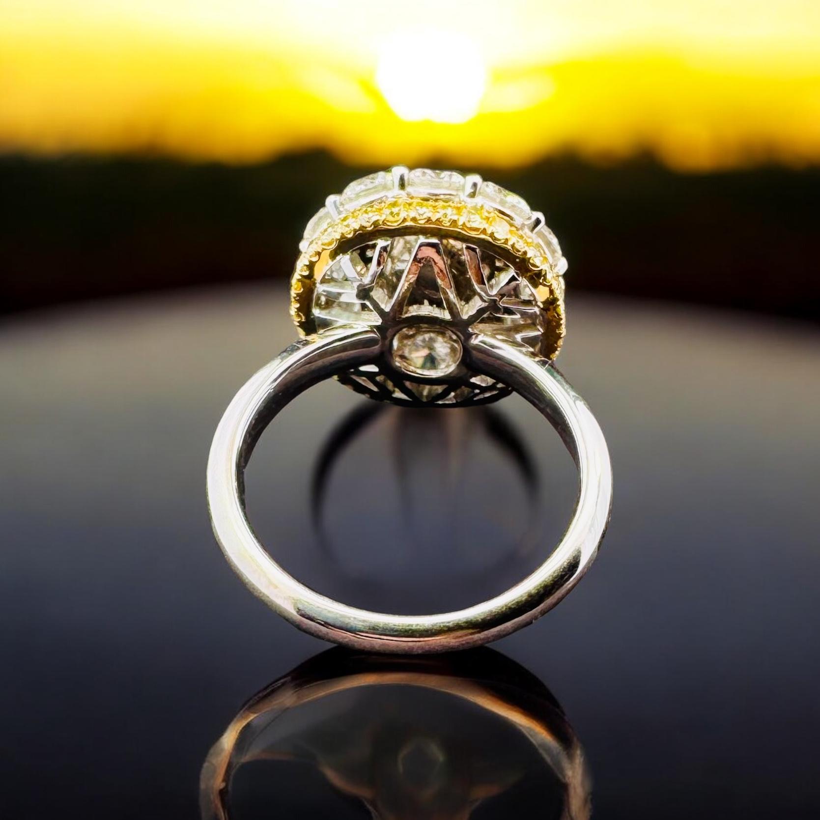 GIA Certified 2.09 Carat Green Diamond Dress Ring In New Condition For Sale In COTTESLOE, AU