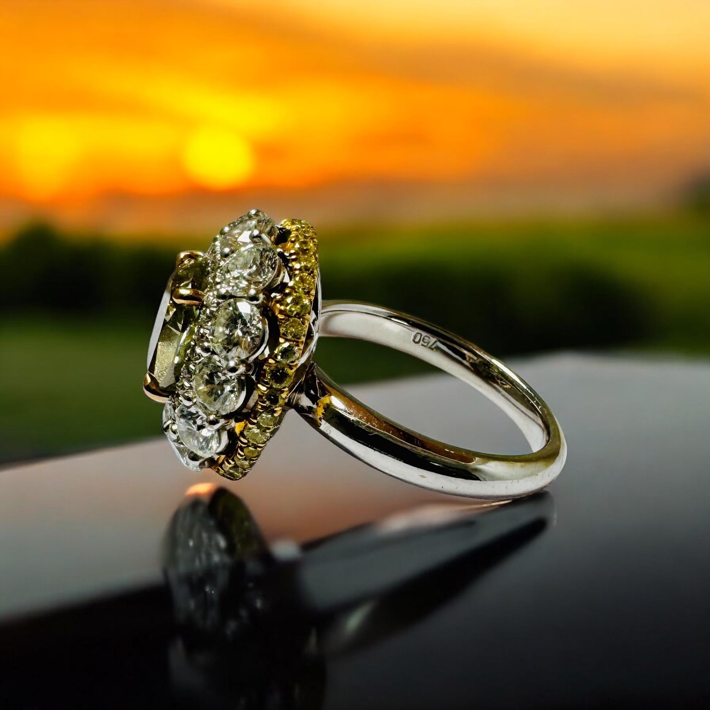 Women's or Men's GIA Certified 2.09 Carat Green Diamond Dress Ring For Sale