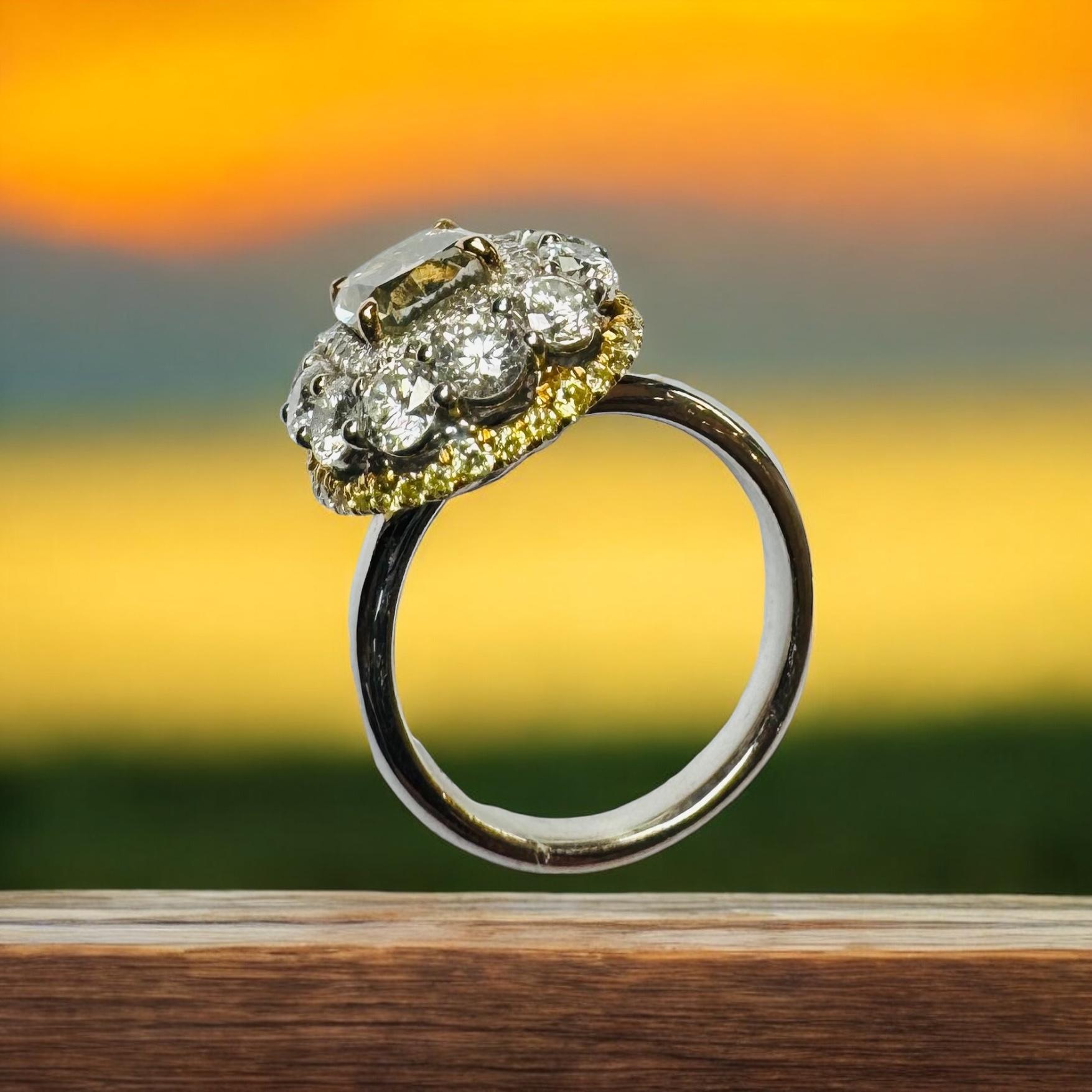 GIA Certified 2.09 Carat Green Diamond Dress Ring For Sale 2