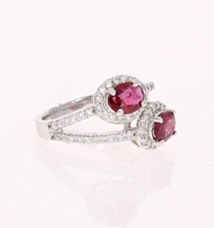GIA Certified 2.09 Carat Natural Ruby Diamond Two-Stone Ring