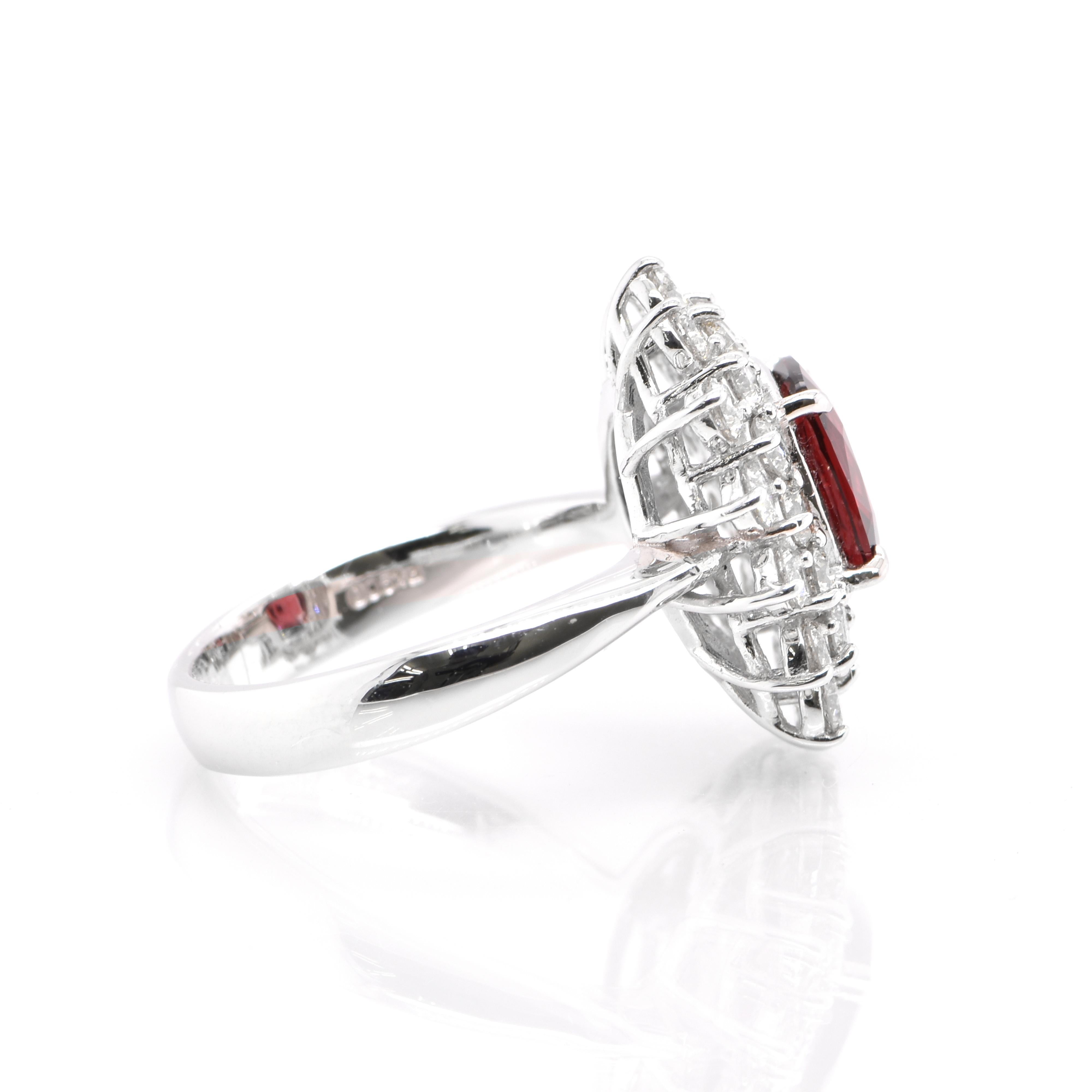 GIA Certified 2.09 Carat Natural Untreated Red Spinel Double Halo Ring In New Condition In Tokyo, JP
