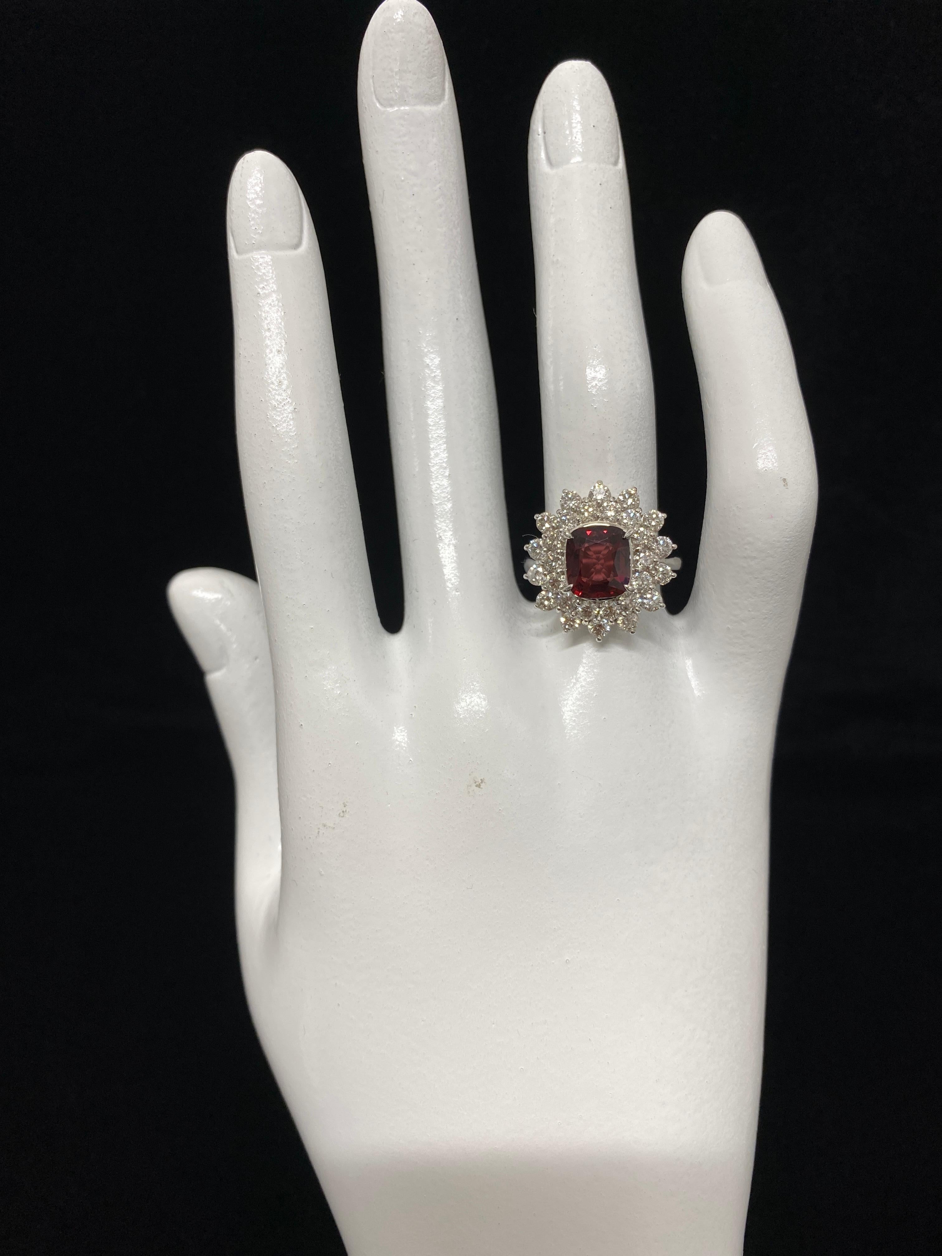 GIA Certified 2.09 Carat Natural Untreated Red Spinel Double Halo Ring 1